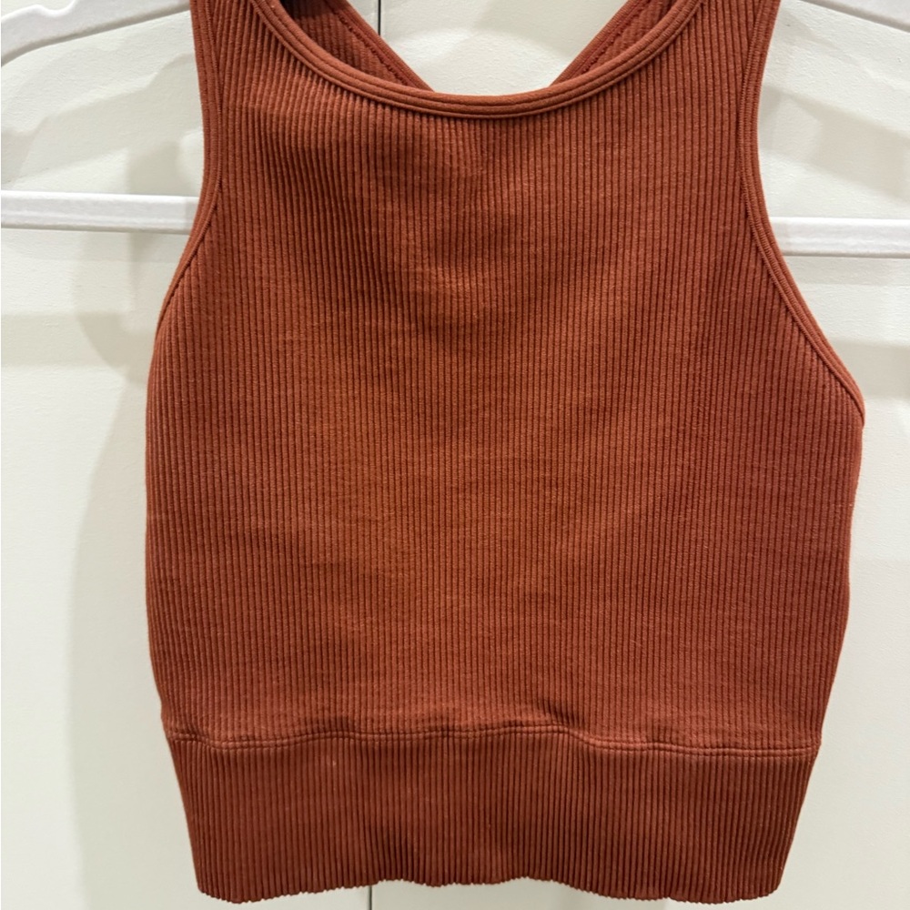 Target Brown Ribbed Crop Tank Top